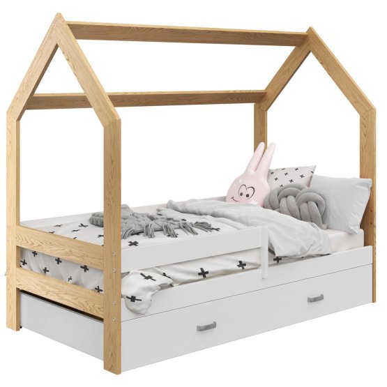 House bed Paula with barrier 160 x 80 cm - white / pine