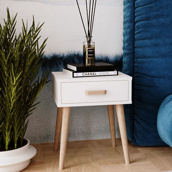 Luna White Nightstand, Nightstand