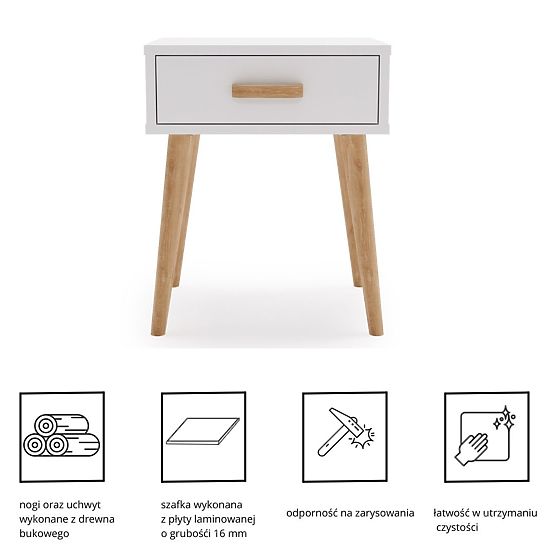 Luna White Nightstand, Nightstand