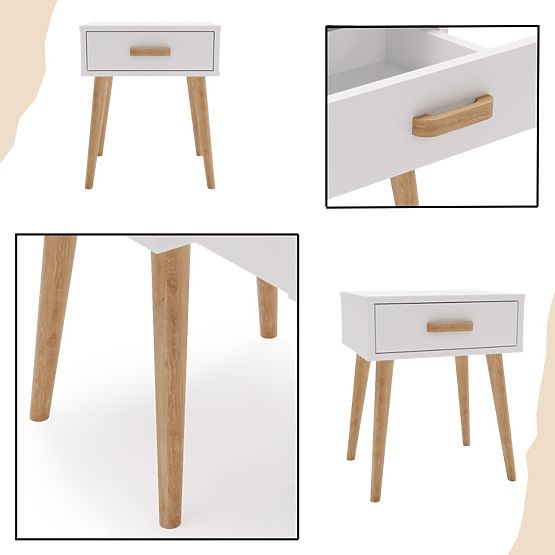 Luna White Nightstand, Nightstand