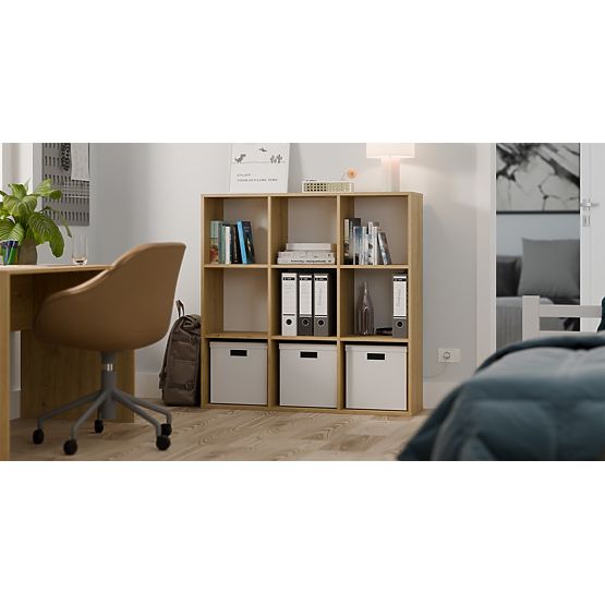 MALAX 3x3 H SHELF ARTISAN OAK WITH SOLID HDF BACK PANELS 110x110 CM