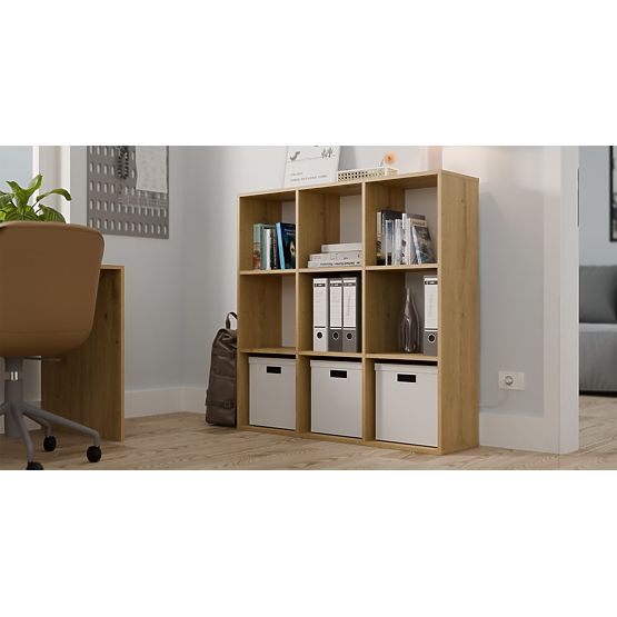 MALAX 3x3 H SHELF ARTISAN OAK WITH SOLID HDF BACK PANELS 110x110 CM