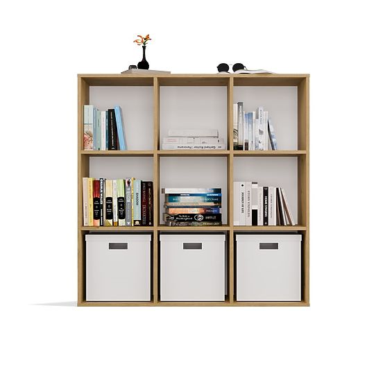 MALAX 3x3 H SHELF ARTISAN OAK WITH SOLID HDF BACK PANELS 110x110 CM