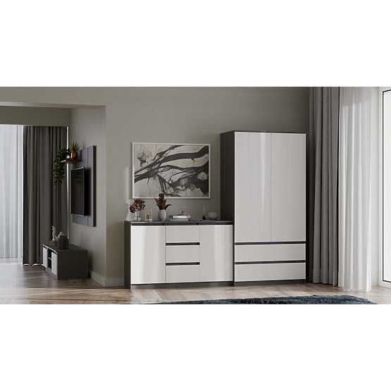 Malwa 2D3S Sideboard ANTHRACITE WHITE