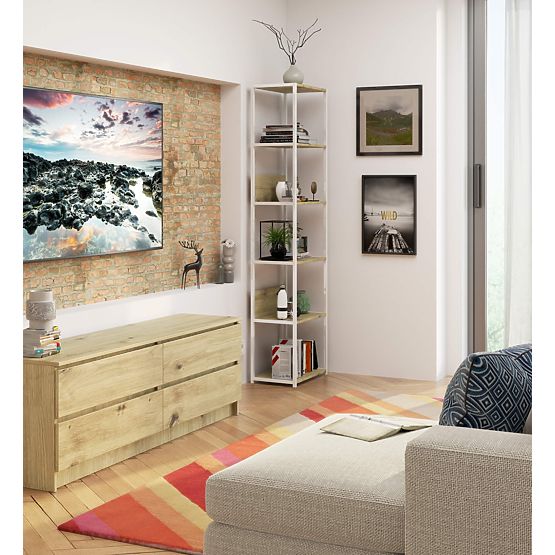 Metal Loft Shelf 50 cm - White-Oak Artisan - 6 Shelves