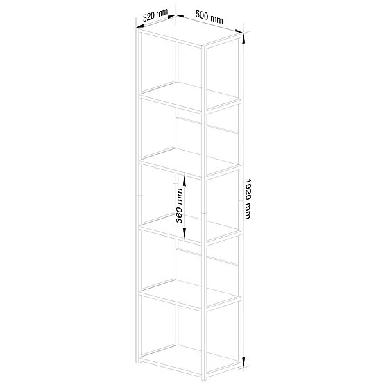 Metal Loft Shelf 50 cm - White-Oak Artisan - 6 Shelves