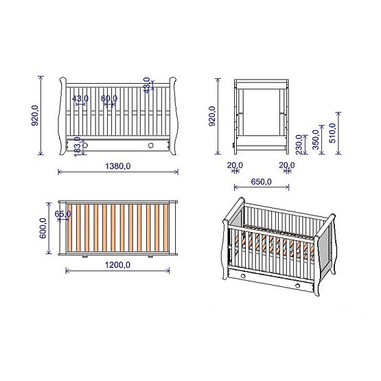 Children's Crib Míša 120x60 - White