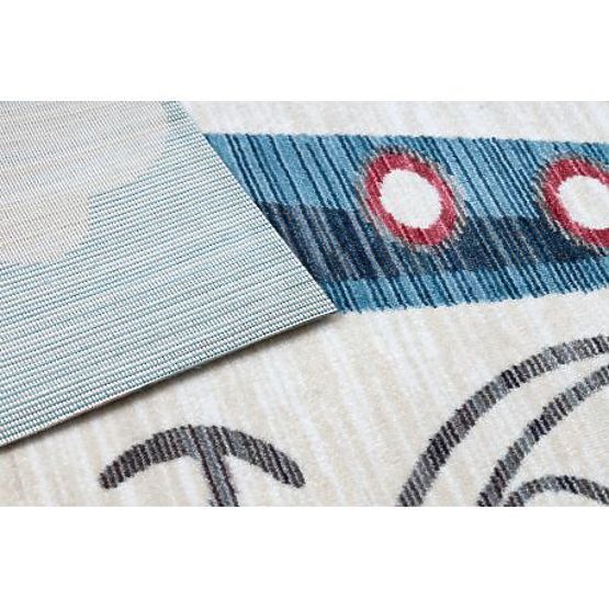 Modern Children's Rug TOYS 75320 AIRPLANE, 3D Effect, Irregular Shape, Blue, Turquoise, Cream