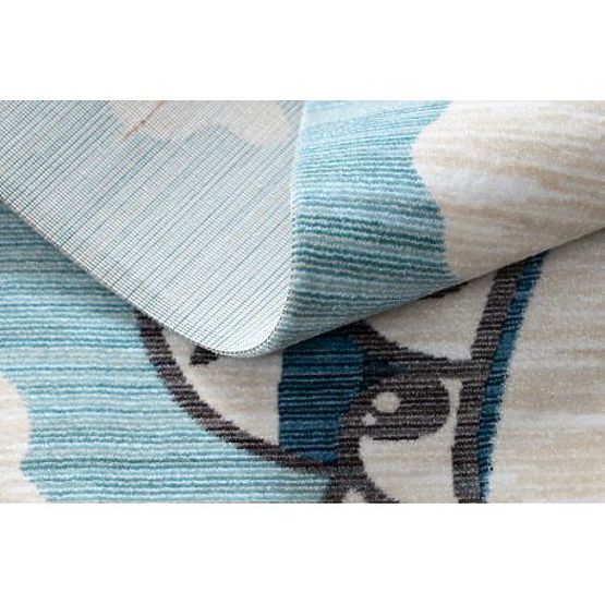 Modern Children's Rug TOYS 75320 AIRPLANE, 3D Effect, Irregular Shape, Blue, Turquoise, Cream