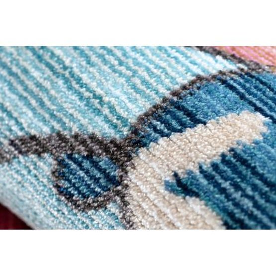 Modern Children's Rug TOYS 75328 CLOWN, Irregular Shape, Blue, Turquoise, Red Fuchsia