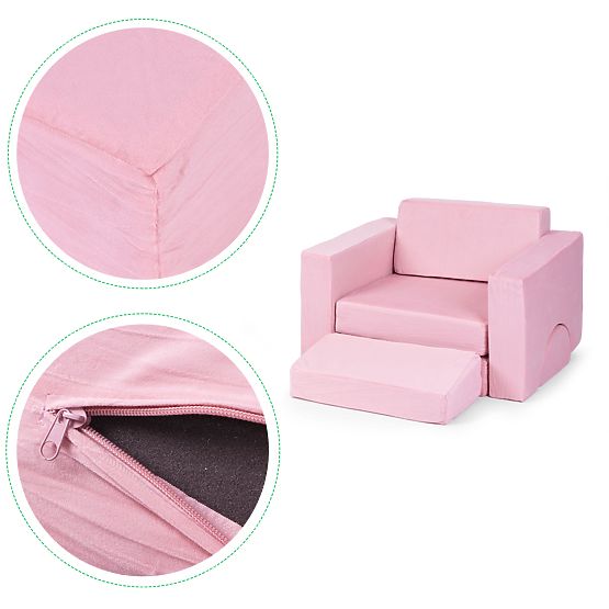 Modular Children's Armchair DIY 8 Soft Cushions Foldable - Pink ECOTOYS