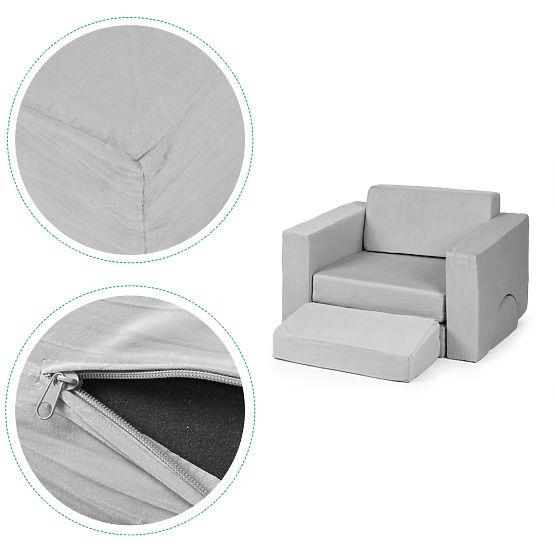 Modular Children's Armchair DIY 8 Soft Cushions Foldable - Gray ECOTOYS