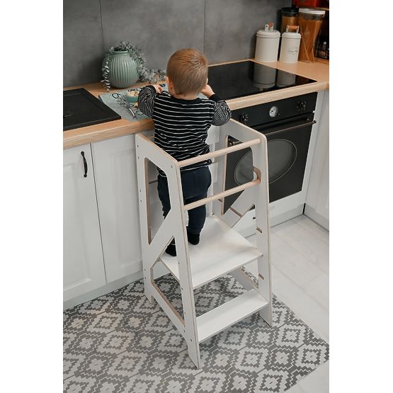 Montessori learning tower Pola Scandi - white