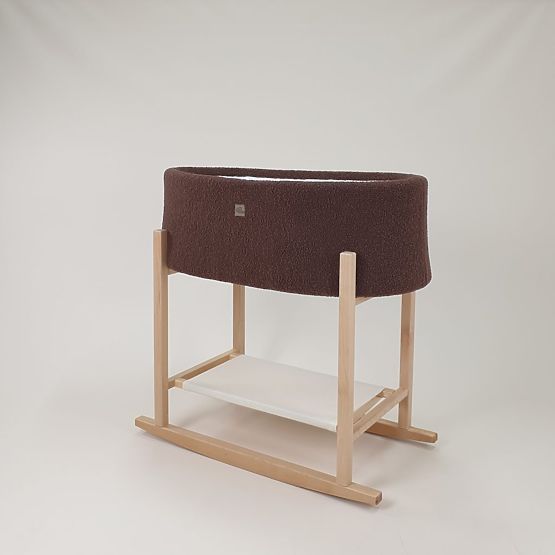 Moses Basket Teddy with Wooden Base - Brown