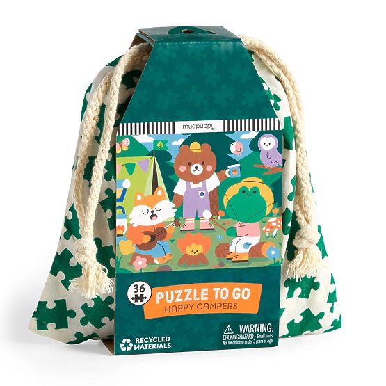 Mudpuppy Puzzle Happy Campers in a Fabric Bag 36 Pieces