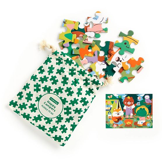 Mudpuppy Puzzle Happy Campers in a Fabric Bag 36 Pieces