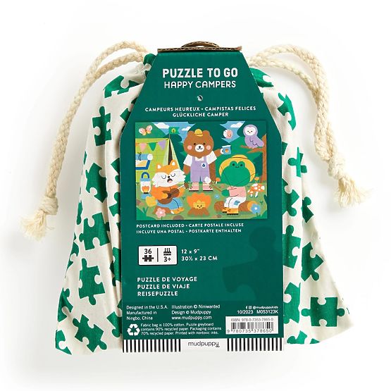 Mudpuppy Puzzle Happy Campers in a Fabric Bag 36 Pieces