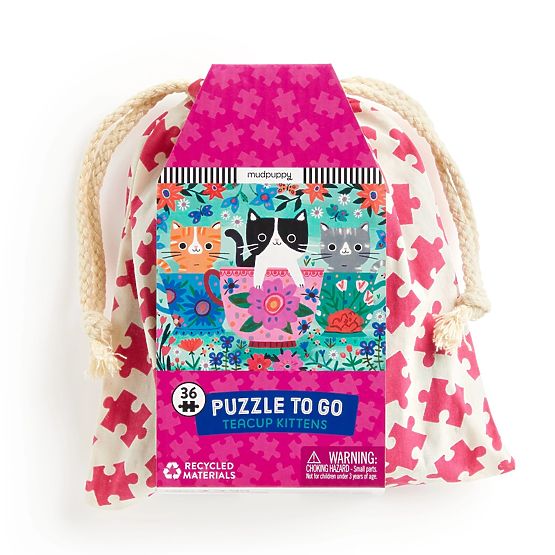 Mudpuppy Puzzle Kittens in a Teacup in a Fabric Bag 36 Pieces