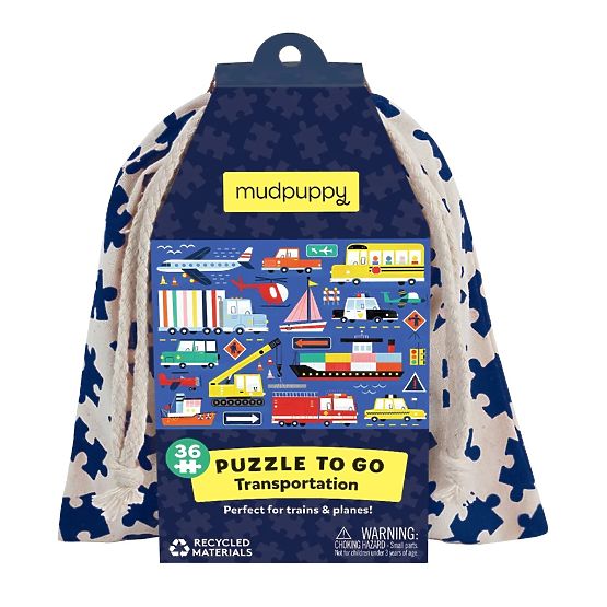 Mudpuppy Puzzle Transportation in a Fabric Bag 36 Pieces