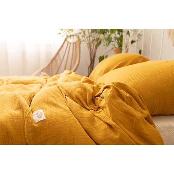 Muslin bed linen 140x200 cm + 70x90 cm mustard