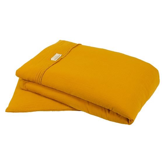 Muslin blanket and pillow with filling 100x135 + 40x60 - mustard