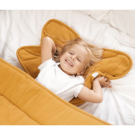 Muslin blanket and pillow with filling 100x135 + 40x60 - mustard