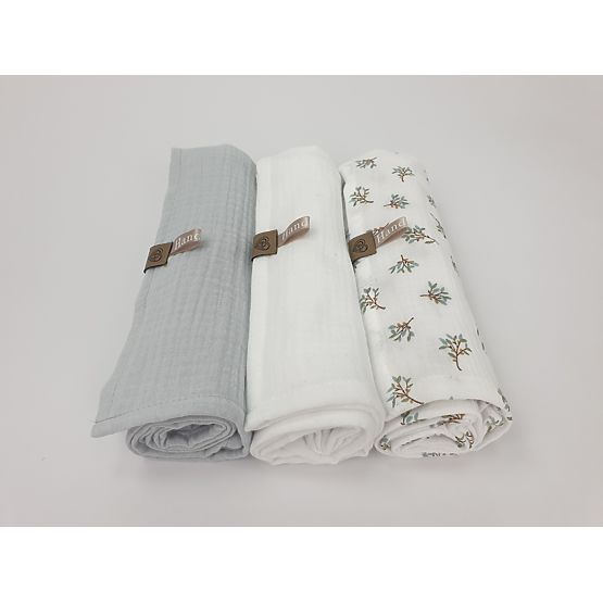Muslin diapers 3 pcs - light grey