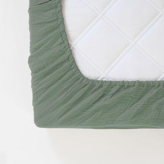 Muslin Fitted Sheet Ourbaby 140x70 cm - Green