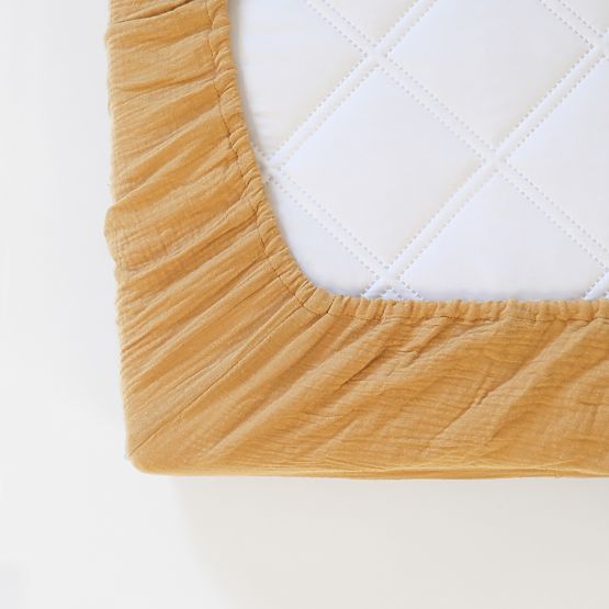 Muslin Fitted Sheet Ourbaby 140x70 cm - Mustard