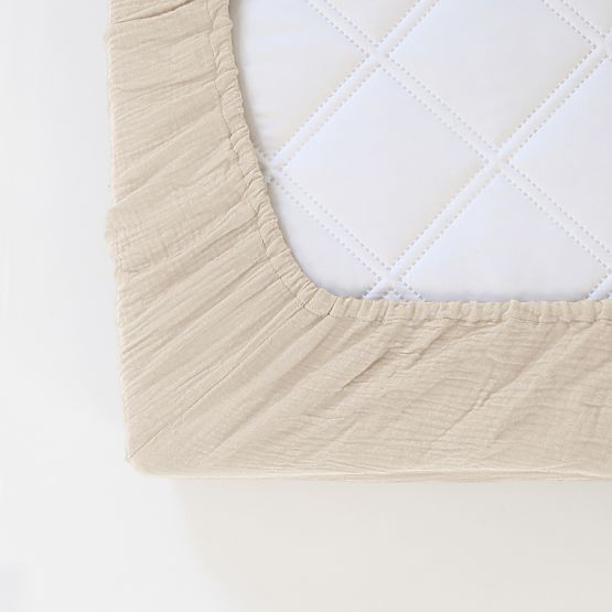 Muslin Fitted Sheet Ourbaby 180x80 cm - Ecru