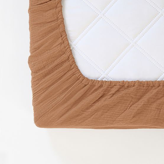 Muslin Fitted Sheet Ourbaby 180x80 cm - Toffee