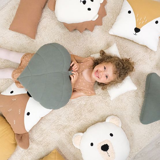 Muslin Pillow Ourbaby Ø 35 cm Bear - Ecru