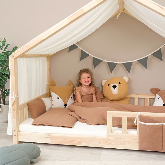 Muslin Pillow Ourbaby Ø 35 cm Bear - Mustard