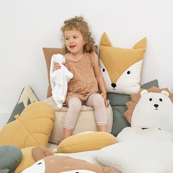 Muslin Pillow Ourbaby 38x35 cm Leaf - Mustard