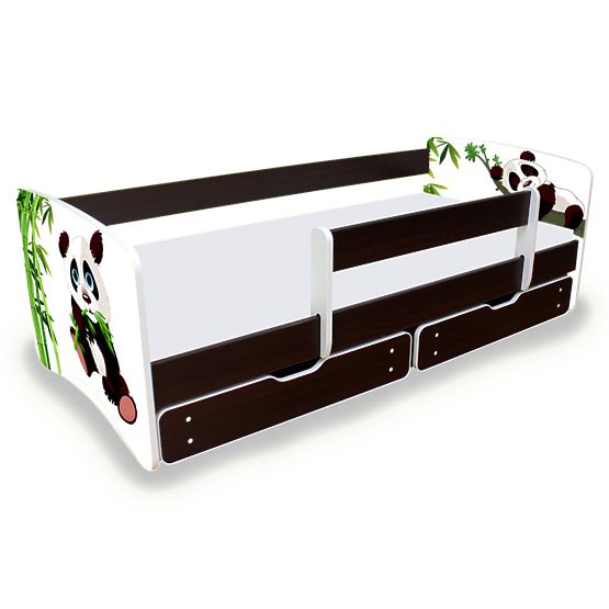 Nico Children's Bed with Safety Rail - Panda