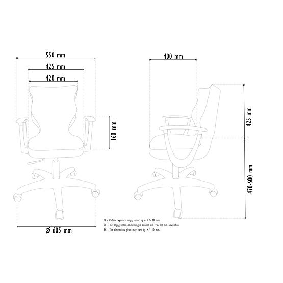 Office Chair Adjusted for Height 159-188 cm - Gray