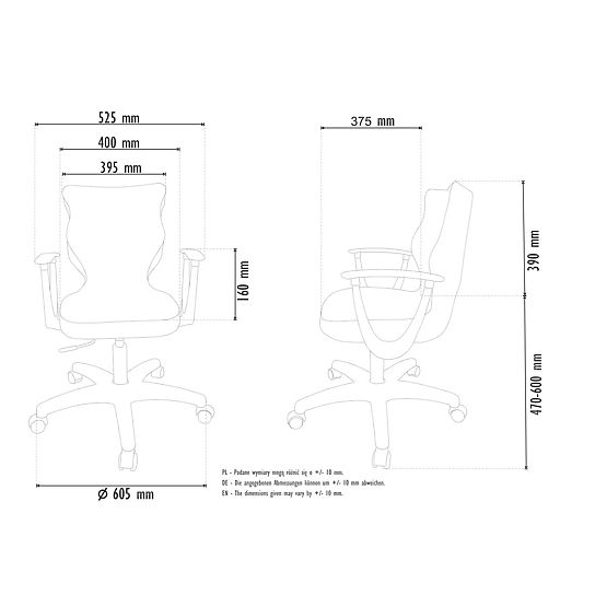 Office Chair Adjusted for Height 146-176.5 cm - Gray