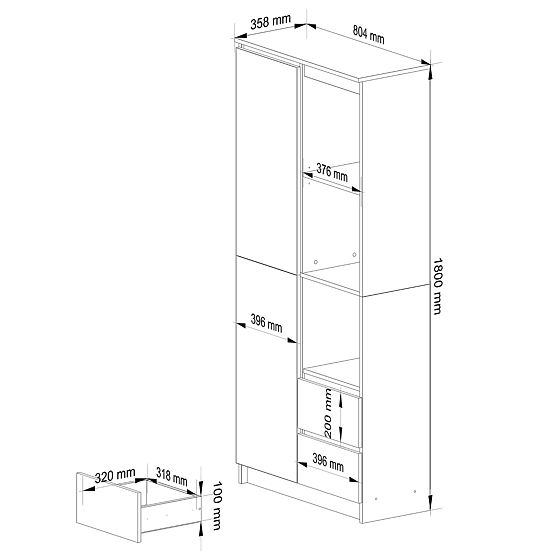 OFFICE SHELF R 80 cm CLP R11 PK WHITE / SONOMA