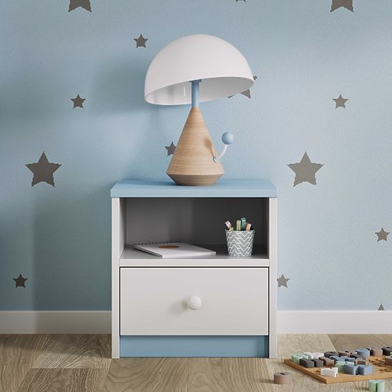 Ourbaby children's bedside table - blue-white