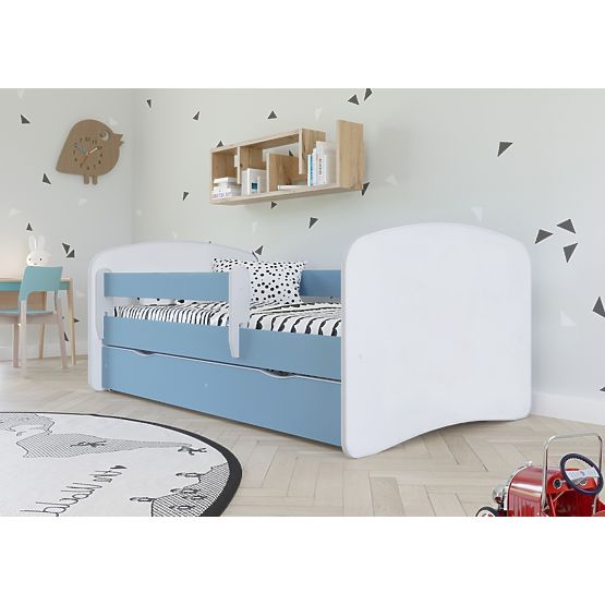 Children's Bed with Guardrail Ourbaby - Blue and White