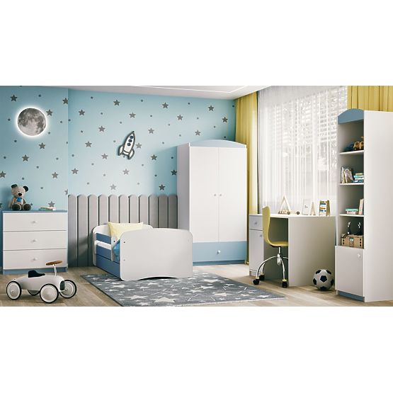 Children's Bed with Guardrail Ourbaby - Blue and White