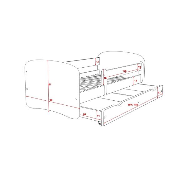 Ourbaby Children's Bed with Safety Rail - Cows - White