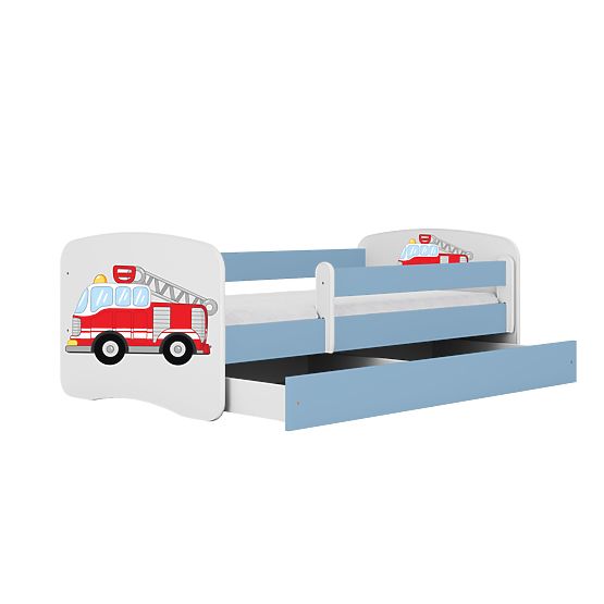 Children's Bed with Guardrail Ourbaby - Fire Truck - Blue