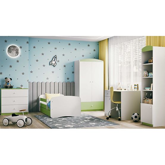 Children's Bed with Guardrail Ourbaby - Green and White