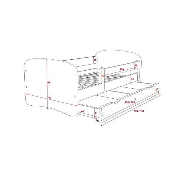 Ourbaby Children's Bed with Safety Rail - Happy Train