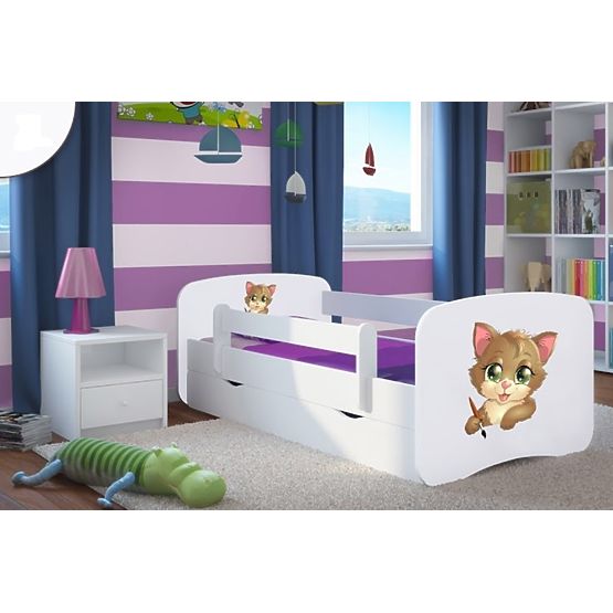 Ourbaby Children's Bed with Safety Rail - Kitty - White