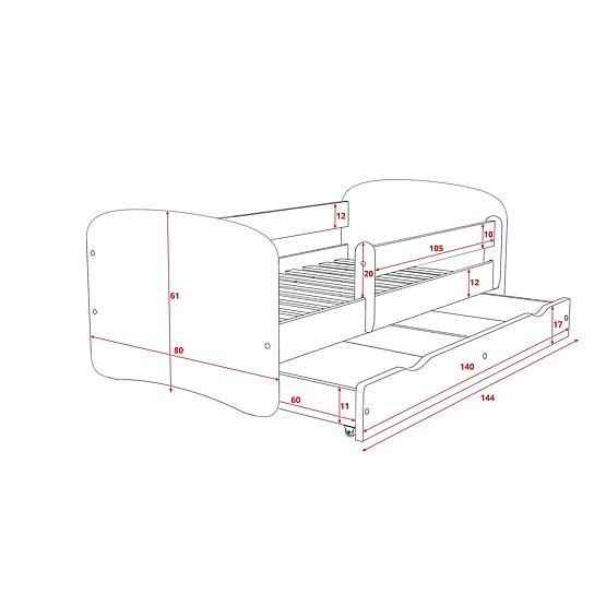 Children's Bed with Barrier Ourbaby - Teddy Bear - Pink