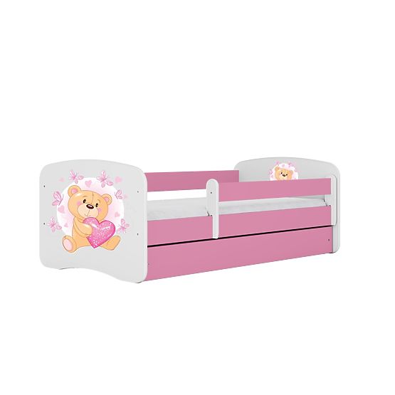 Children's Bed with Barrier Ourbaby - Teddy Bear - Pink