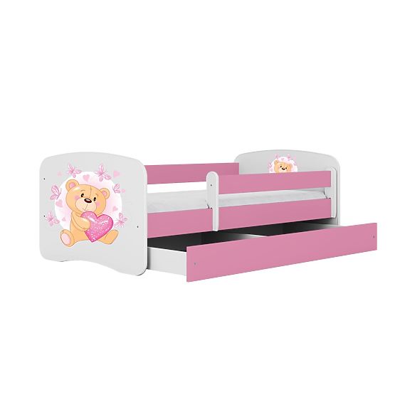 Children's Bed with Barrier Ourbaby - Teddy Bear - Pink