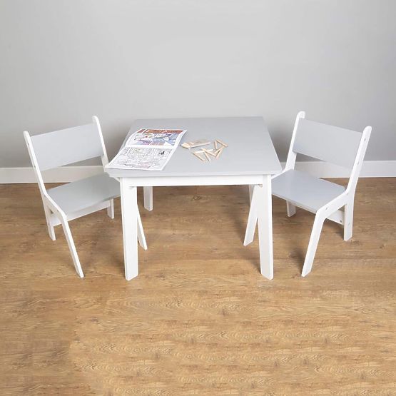 Ourbaby - Children's Table and Chairs - Gray-White